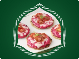 Mini Pizza com Molho de Beterraba