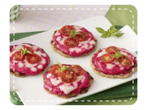 Mini Pizza com Molho de Beterraba