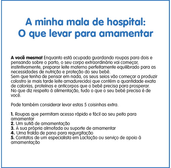 O que levar na sua mala de hospital - amamentar