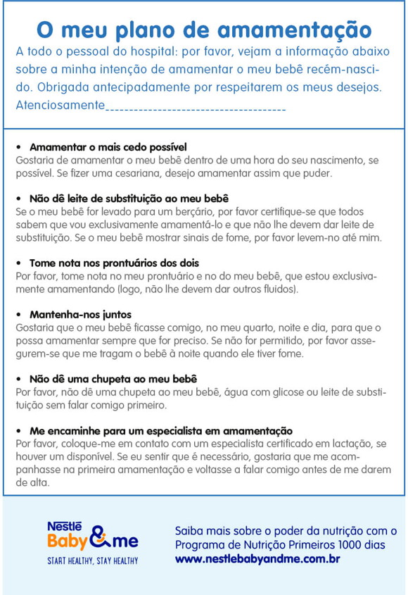 Plano de amamentação Plano de amamentação